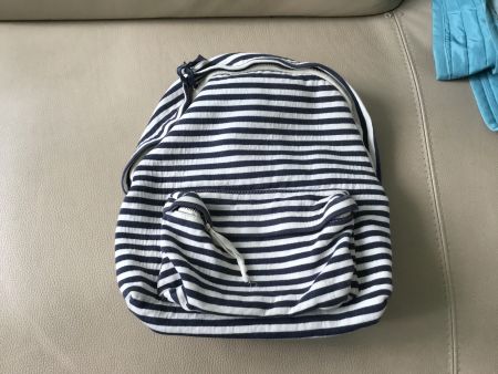 Super sac à dos rayé bleu blanc style marin boutique Lugano