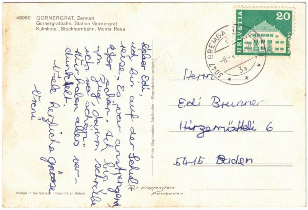 Cartoline postali: Zermatt - 5 Bild AK Gornergrat – Usato da Binningen venduto da Mountainrider 1