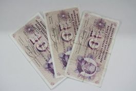 3 x 10 Franken Noten 1963 und 2 x 1969