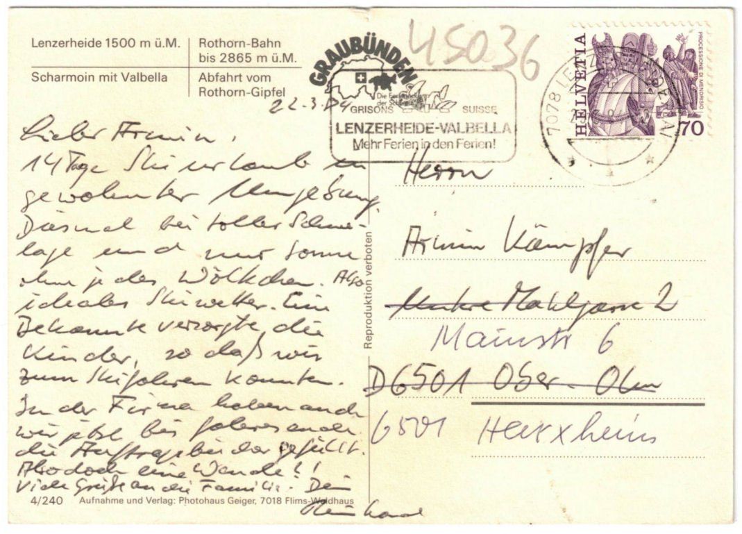 Cartoline postali: Lenzerheide - 4 Bild AK Rothorn – Usato da Binningen venduto da Mountainrider 1