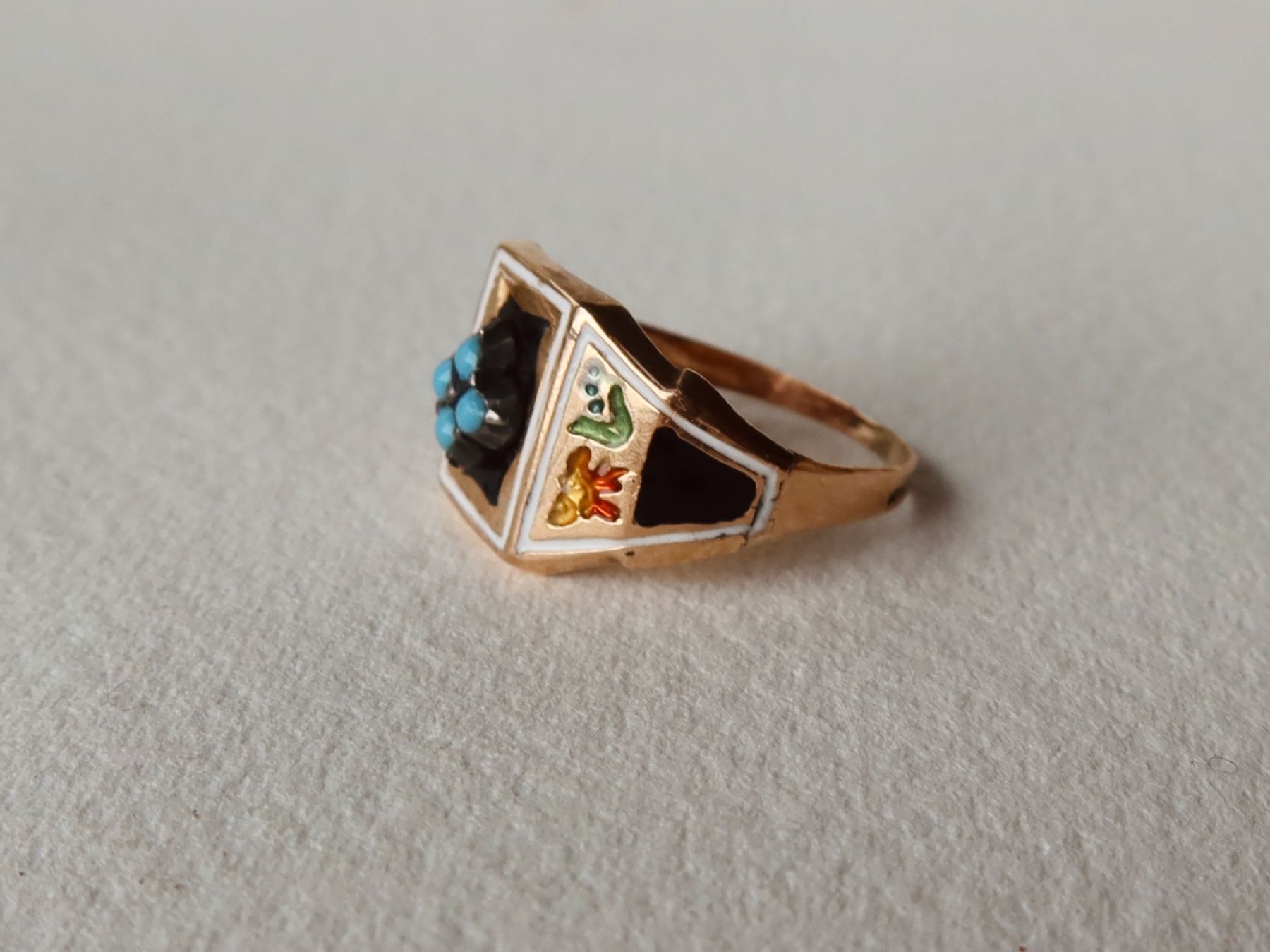 Anelli: Antiker Ring mit Türkis 18k Gold – Usato da Meilen venduto da RosieZurich 1