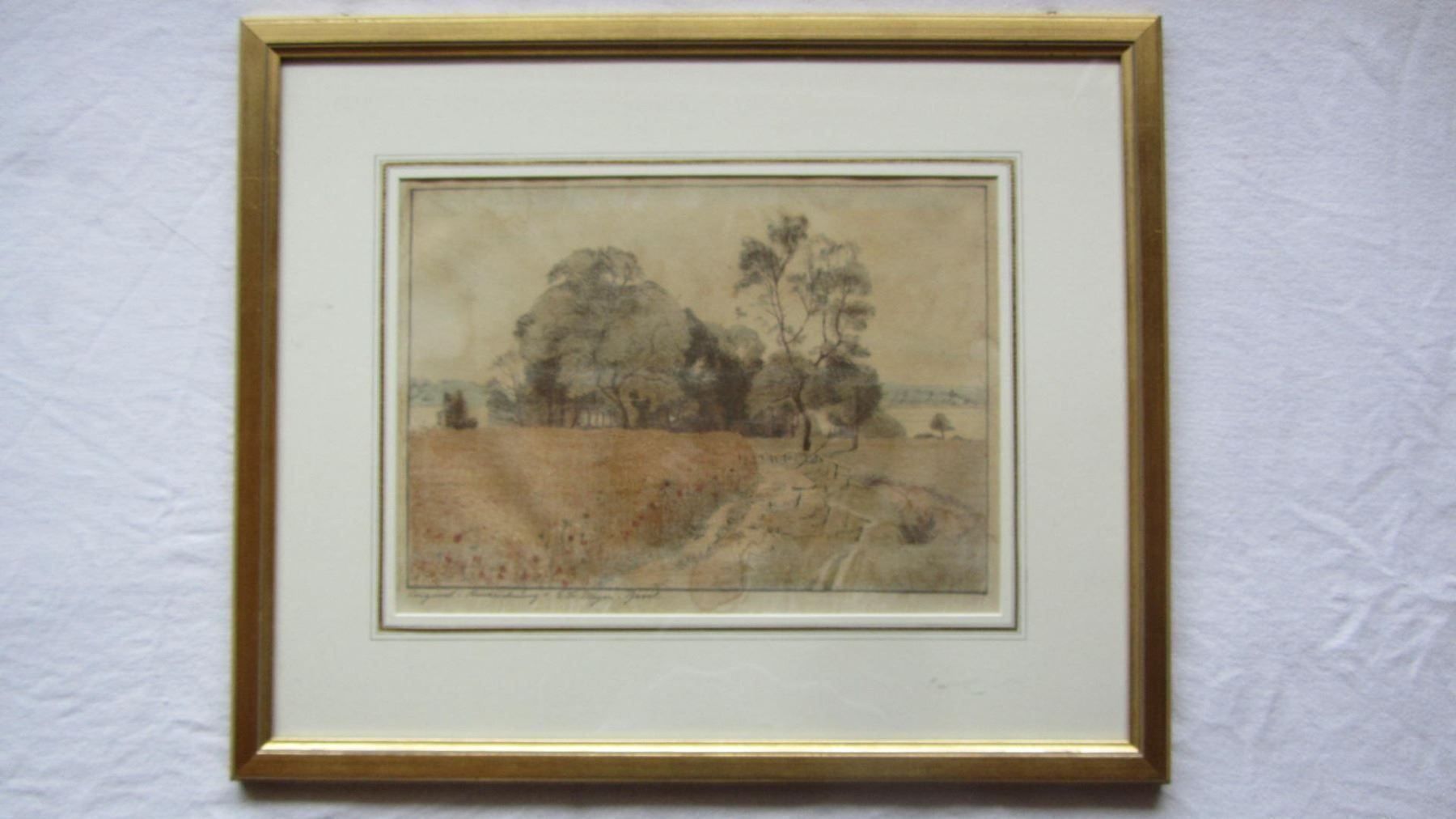 Grafiken & Lithographien: Original Steinzeichnung Th. Meyer Basel - Goldrahmen – Gebraucht aus Krattigen von markus63