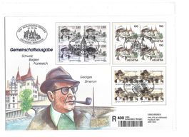 Suisse 94 - Emission . commune G. Simenon -  FDC recommandé