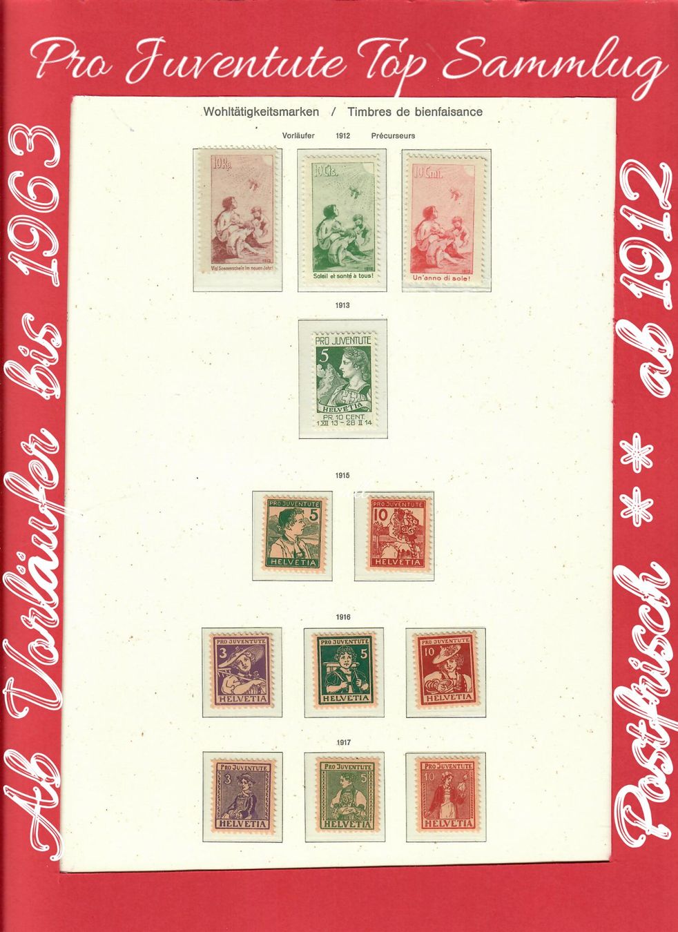 Tutti i francobolli: ProJuventute Top Sammlung 1912-1963 Postfrisch mit Vorläufer – Usato da Bützberg venduto da Die.6.a