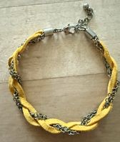 Armband geflochten gelb mit Silberkette Neu