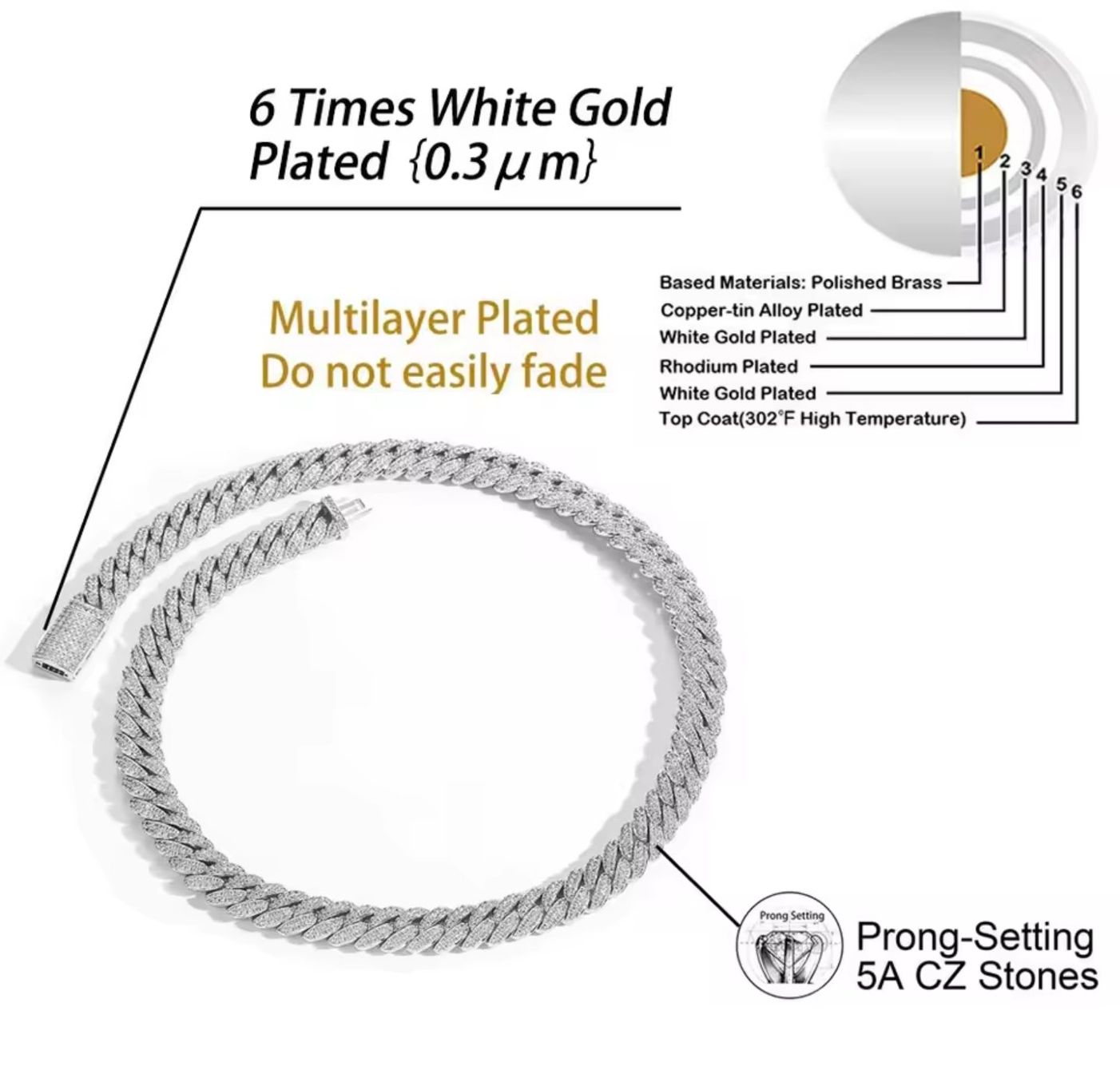 Catenine: Iced out Kette gold – Nuovo e nell'imballaggio originale da Suhr venduto da sjay.Cv 6