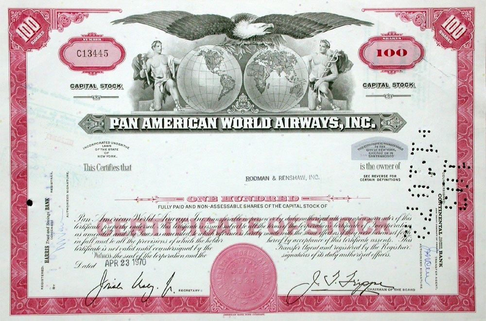 Documenti: Pan American World Airways, Inc. - 1971 – Usato da Solothurn venduto da Sgasche