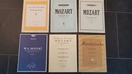 6 Musiknotenhefte Violinkonzerte: Mozart, Mendelssohn