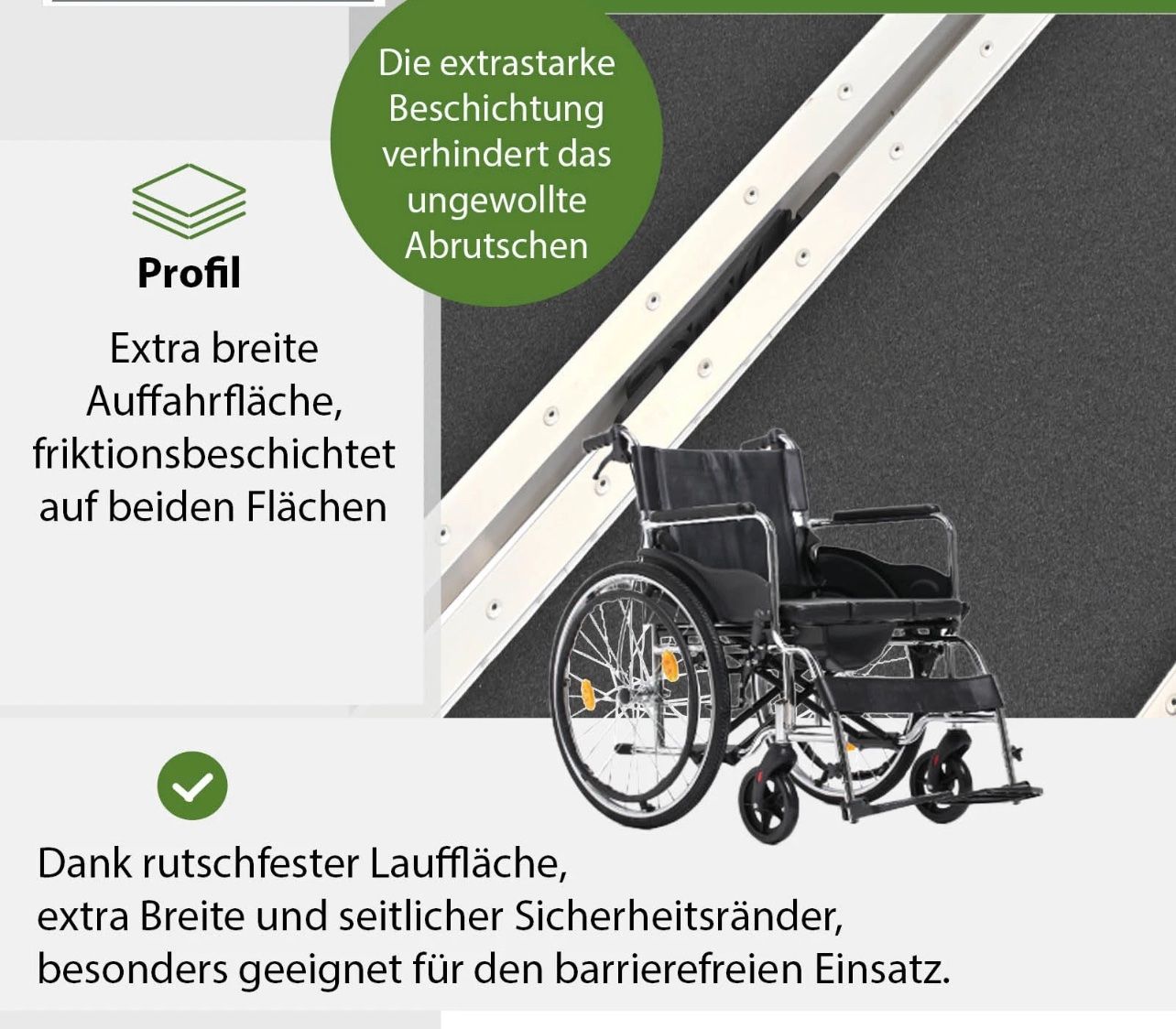 Altro: Rollstuhlrampe 184cm  Rollstuhlrampe Schwellenrampe – Nuovo e nell'imballaggio originale da Amriswil venduto da JaJa-Express 5