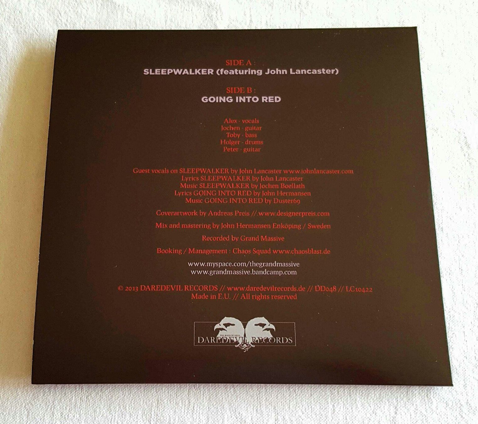 Dischi in vinile: Grand Massive – Sleepwalker / Going Into Red - 7" & CD  2013 – Nuovo (secondo la descrizione) da Uster venduto da Zardodel 2