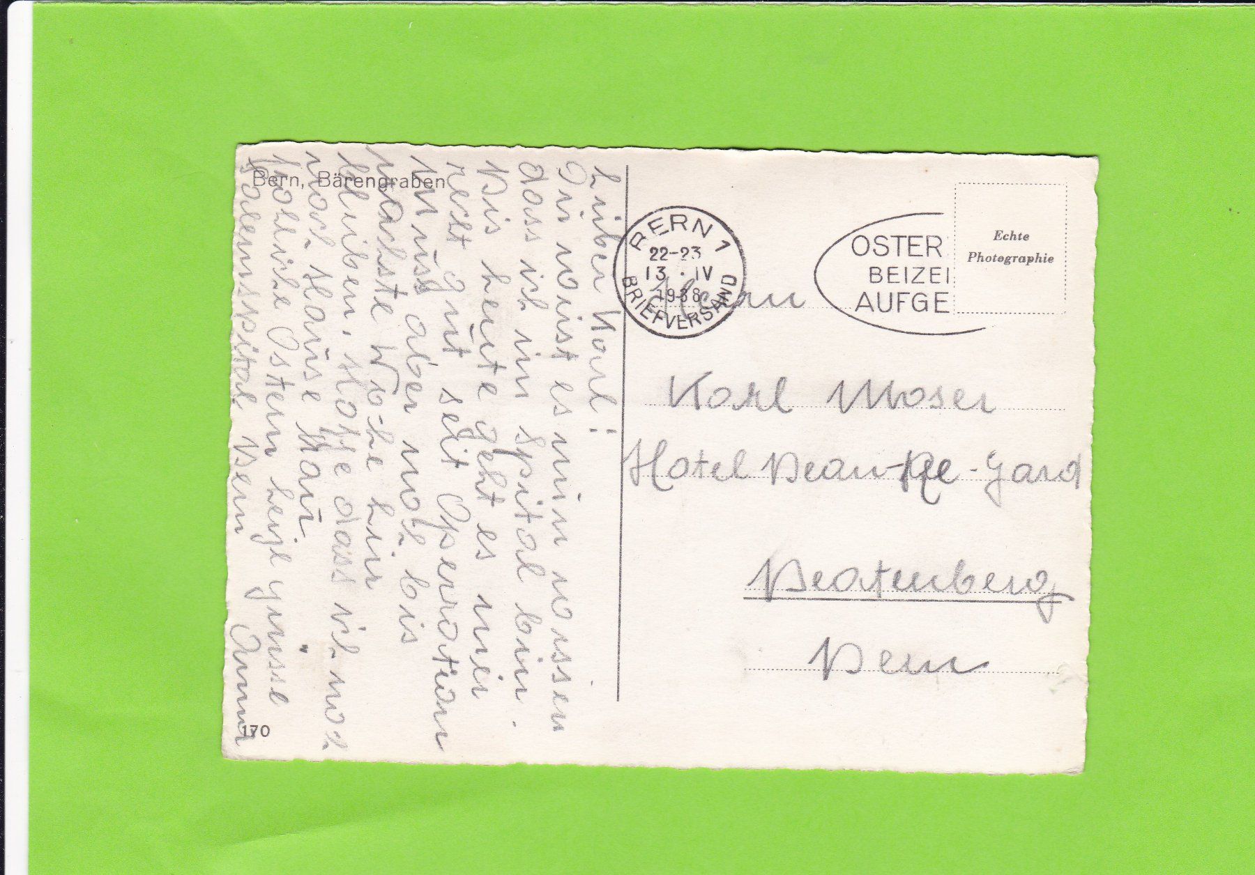 Cartoline postali: Bern-Bärengraben-belebt – Usato da St. Peterzell venduto da neckertal 1