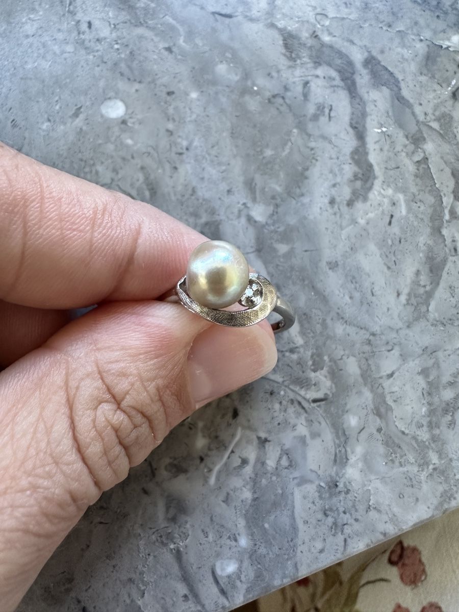 Anelli: Perlenring mit Diamant 14k Weissgold – Usato da Baden venduto da Marytumby