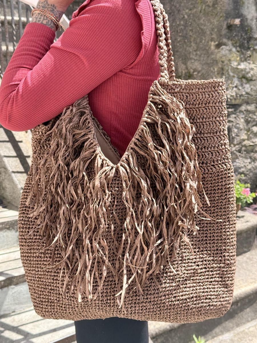 Borse da donna: Borsa in rafia  con frange - Handmade! – Nuovo e nell'imballaggio originale da Bellinzona venduto da bul_mvy5 1