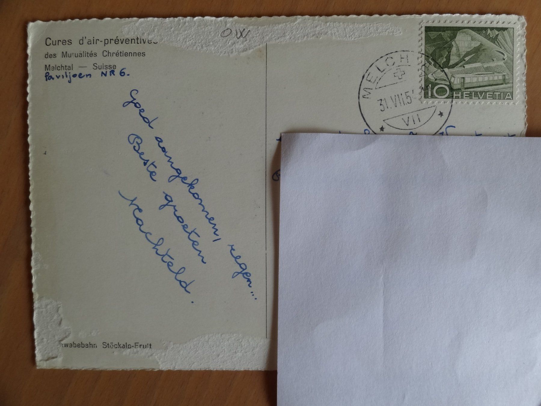 Cartoline postali: Melchtal - Seilbahn - 1954 – Usato da St Léonard venduto da Riglin 1