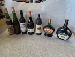 7 Flaschen alte rare Weine 1973 - 2002