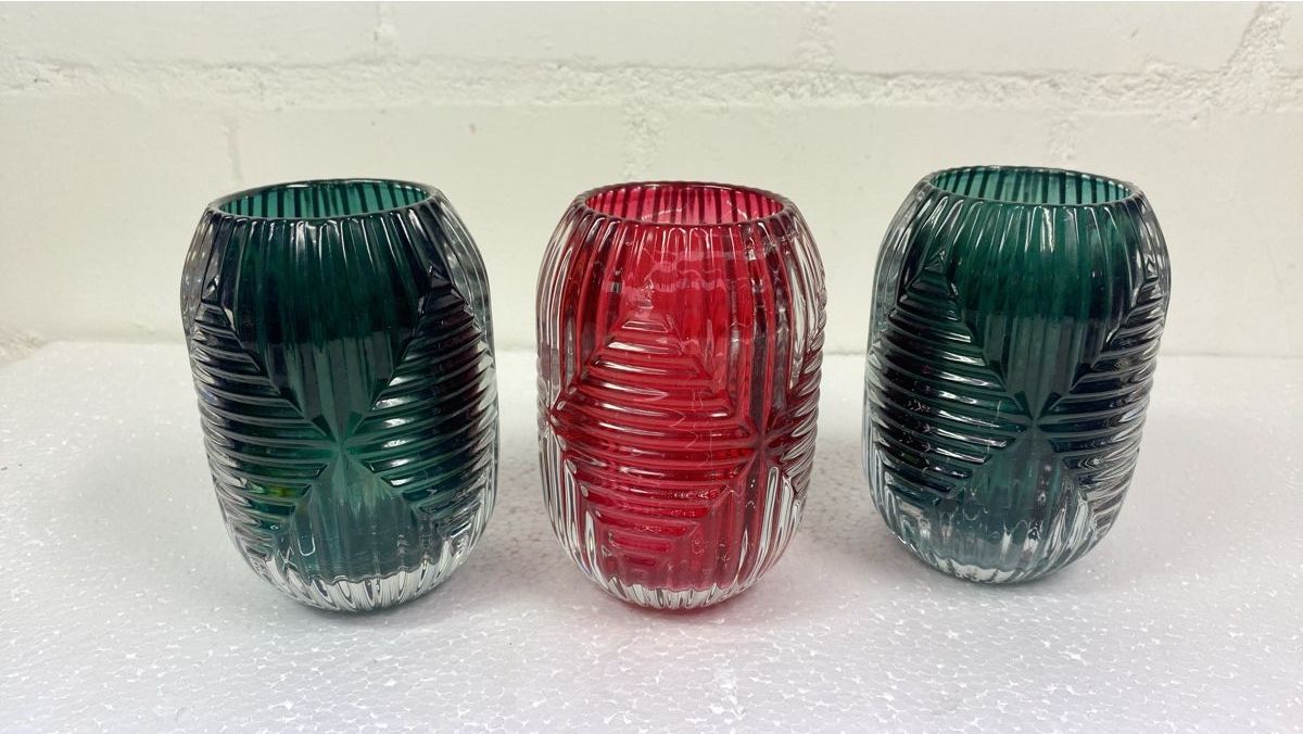 Bougeoirs: 3 Glas Windlichter Kerzenhalter Rot Grün – D'occasion à sursee par trilli-tralli 1