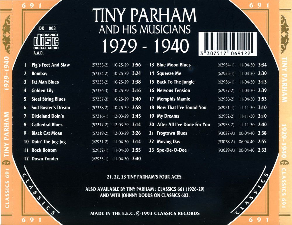 CDs: Jazz-CD:  Tiny Parham 1929 - 1940  (Classics) – Gebraucht aus Hochfelden von mue_lhm9 3