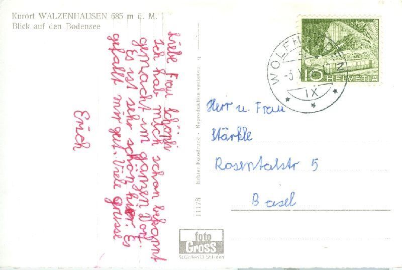 Cartoline postali: Walzenhausen + 1956 – Usato da Emmenbrücke venduto da teestube 1