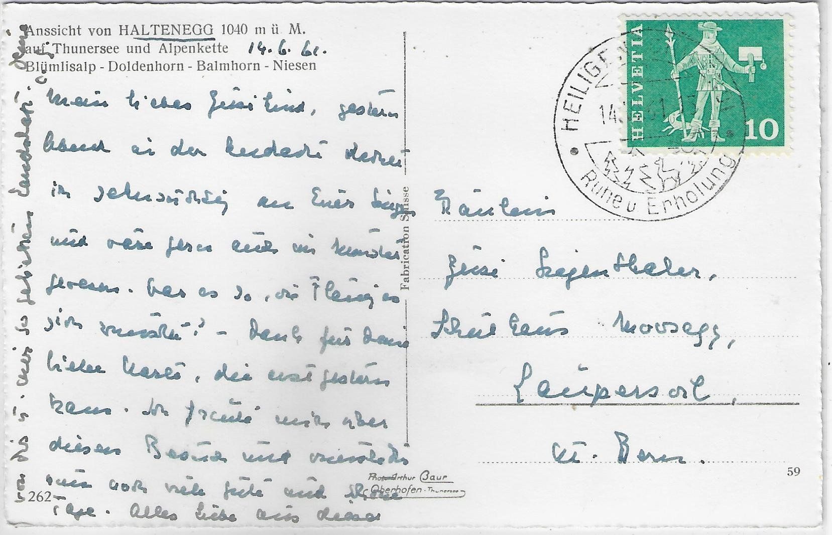 Cartoline postali: Aussicht von Haltenegg auf Thunersee und Alpenkette – Difettoso da Ettingen venduto da Kartenplanet 1