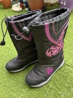 Geox Amphibiox Girls Winter Boots Black Pink Hearts Size 30 