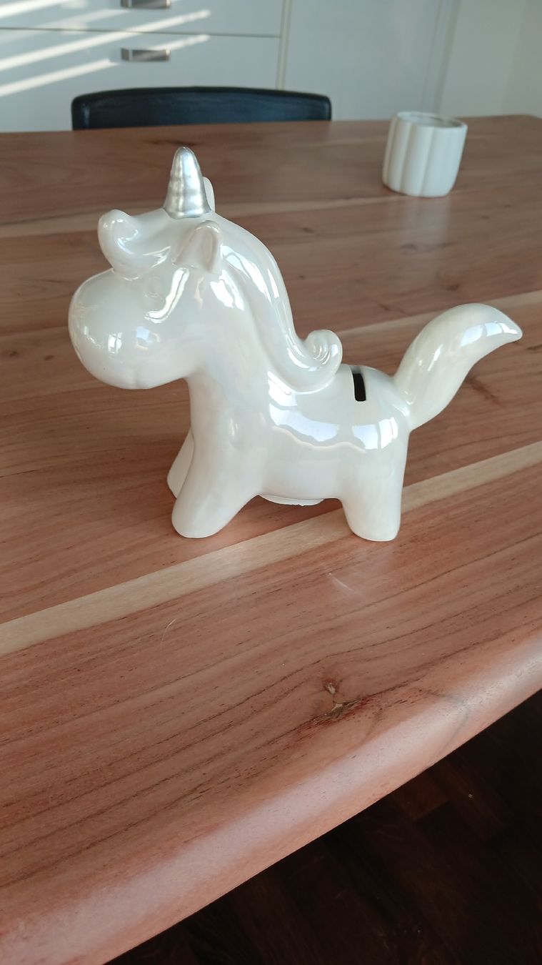 Salvadanai: Einhorn Spardose, Keramik, glänzend – Usato da Allschwil venduto da Nymeria_1993