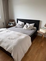 Schwarzes Ikea Bett aus Holz, 160cm x 200cm inkl. Matratze