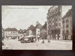 LA CHAUX-DE-FONDS Place du Marché, animée, Cinema Pathé 1913