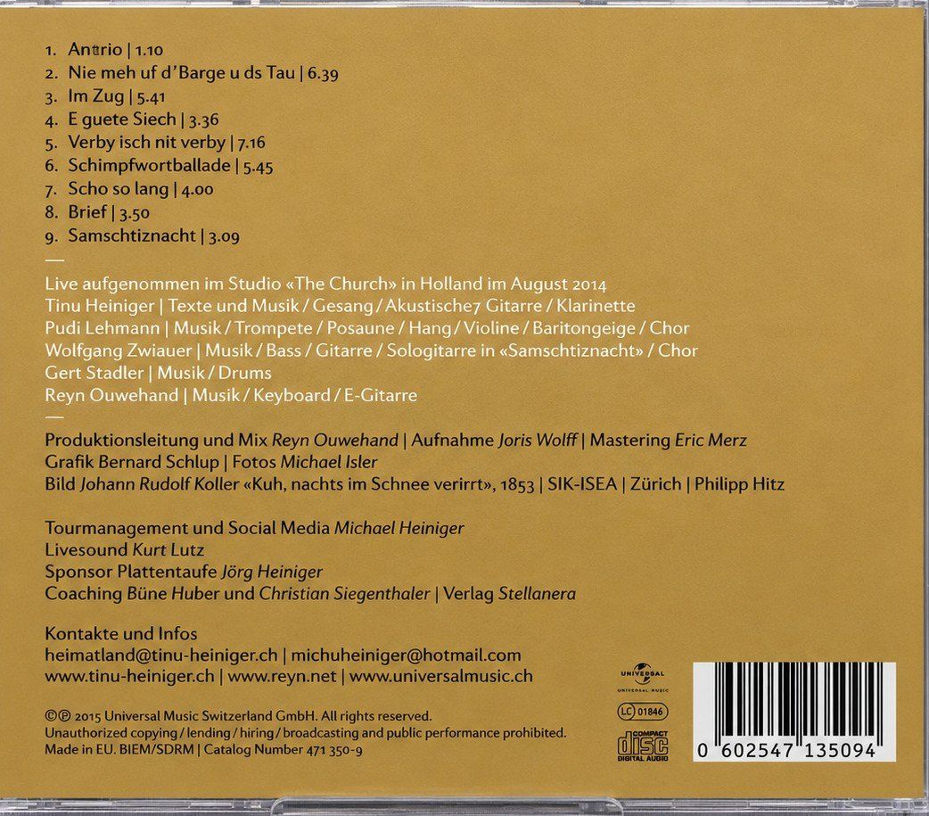 CD: CD Tinu Heiniger "Scho so lang", Nr. 132 – Nuovo e nell'imballaggio originale da Kottwil venduto da Crazyrolf 1