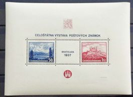 CSR 1937: Block Briefmarkenausstellung Bratislava, **