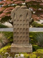 Buddhistische Steinstele Buddha Drachen Gartenfigur 124 cm