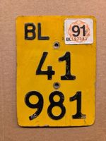 Velonummer BL 1991 gelb Mofanummer Plaque Mofa
