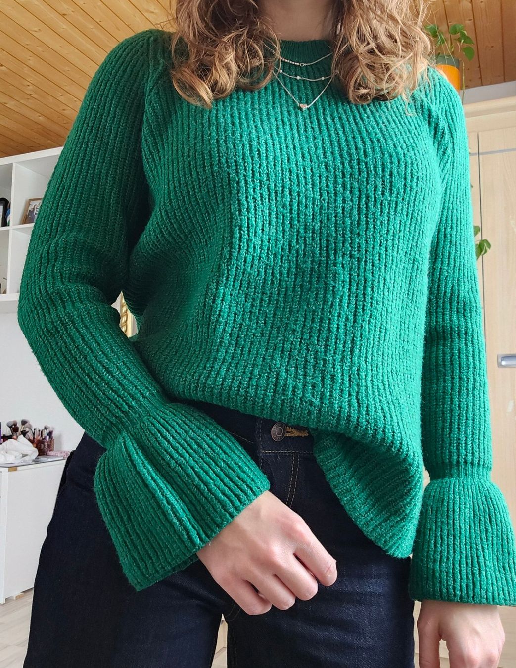 Only Maglioni & Felpe: Grüner Pullover mit Glockenärmeln, Only Gr. M – Usato da Ettenhausen TG venduto da nwi_72y8