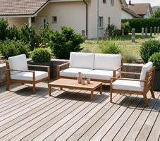 Garten Lounge Holz BIBIONE natur/weiss - Terrasse Balkon