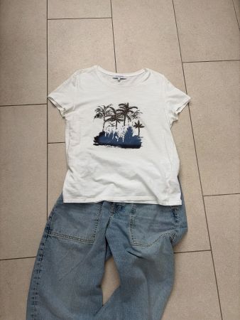 Gérard Darel Paris T-Shirt Palmen Weiss Gr. S Neu