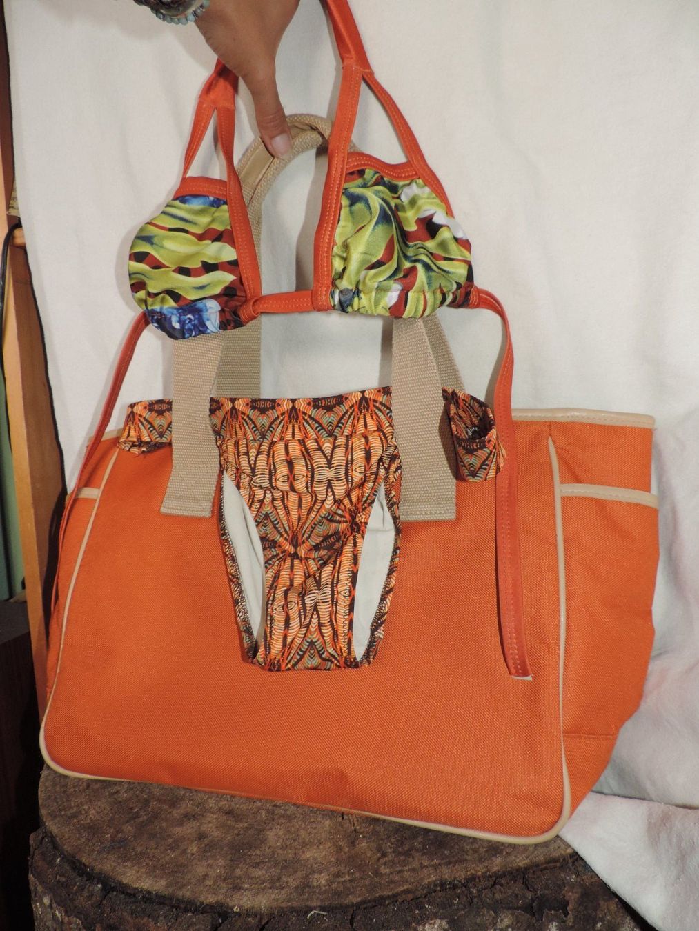 Badekleider & Bikinis: maillot de bain orange avec robe et sac – Gebraucht aus Genève von Axelle333 9