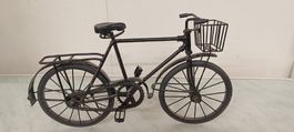 Deko Fahrrad Schwarz Metall mit Korb und Gepäckträger