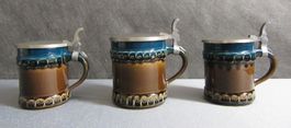 3 Rosenthal Bierkrüge mit Zinndeckel - aus den 70er Jahren