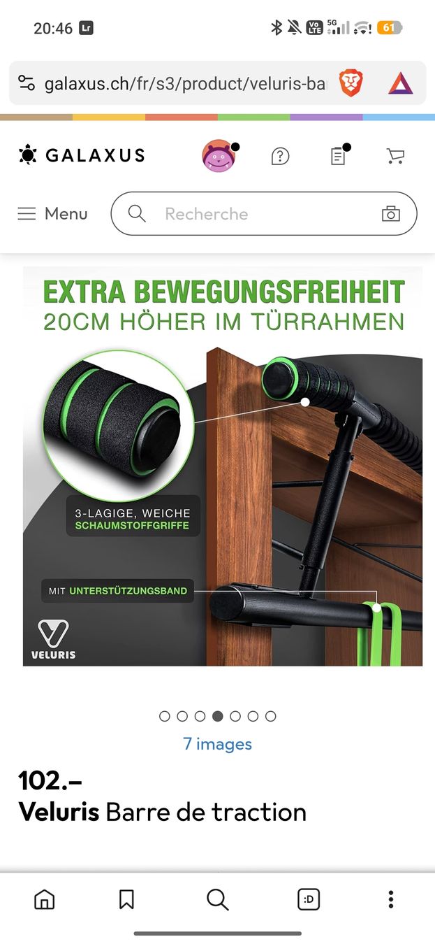 Hometrainer: Barre de traction - Veluris - NEUF  – Nuovo (secondo la descrizione) da Froideville venduto da han_vkm7 5