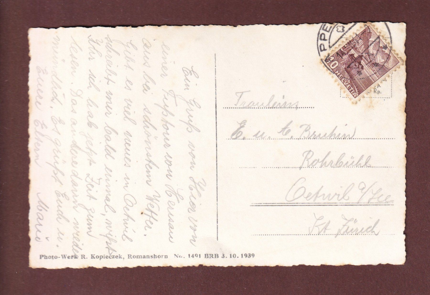 Cartoline postali: HOHEN KASTEN - 1941 – Usato da Pully venduto da nicecards-shop 1