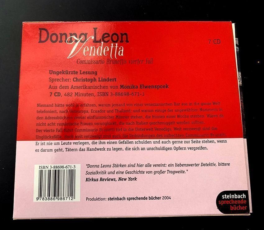 Audiolibri: Donna Leon Vendetta Hörbuch – Nuovo (secondo la descrizione) da Schaffhausen venduto da ck2345 1