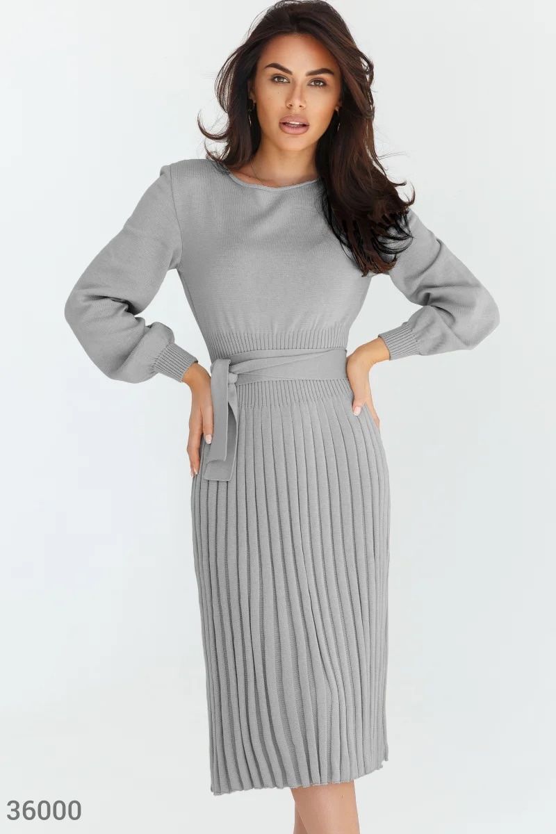 Vestiti: Gray Dress With Pleated Skirt – Nuovo e nell'imballaggio originale da Zürich venduto da Ms.Me-Fashion