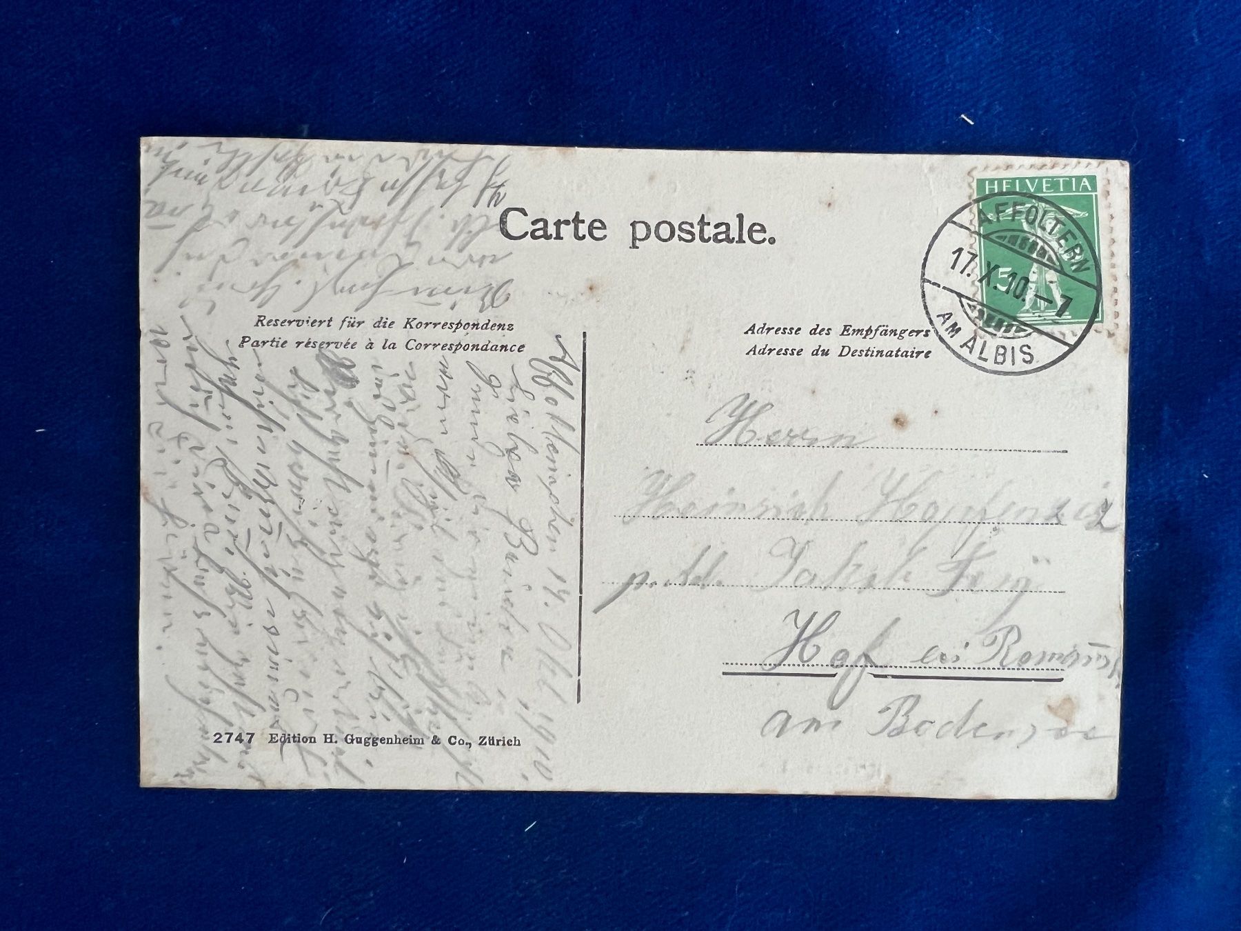Ansichtskarten: Alte Ansichtskarte Affoltern a. A. 1907 Krankenhaus – Gebraucht aus Hermetschwil-Staffeln von militaria-schweiz 1