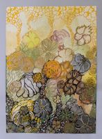 Abstraktes Blumenbild, Unikat, Acryl auf Papier