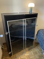 Schwarzes Regal mit Glastüren