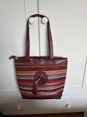 Schulter-Damentasche aus Stoff/Leder