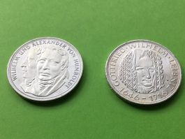 2 x 5 DM Humboldt und Leibniz 1966/1967 Unzirkuliert