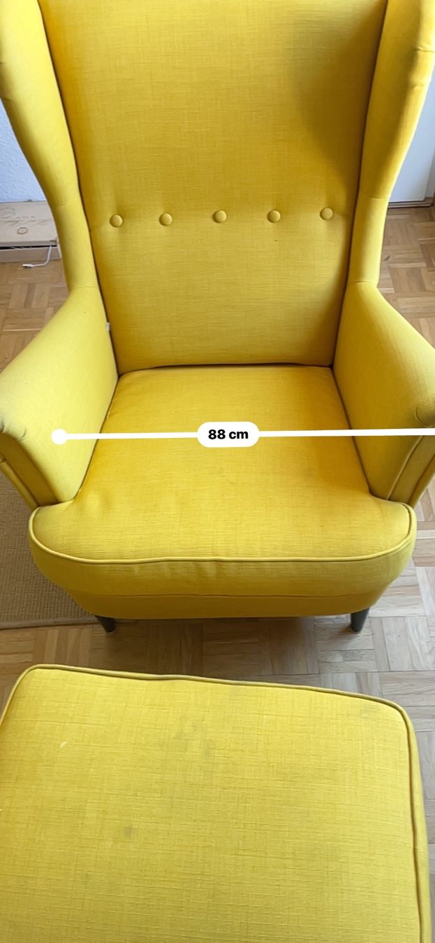Ikea Poltrone: Ikea Strandmon Wingback Chair & Ottoman - Blue - Chic! – Usato da Genève venduto da jeremiej 8
