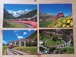 RhB Rhätische Bahn Bernina Express, 4 Postkarten