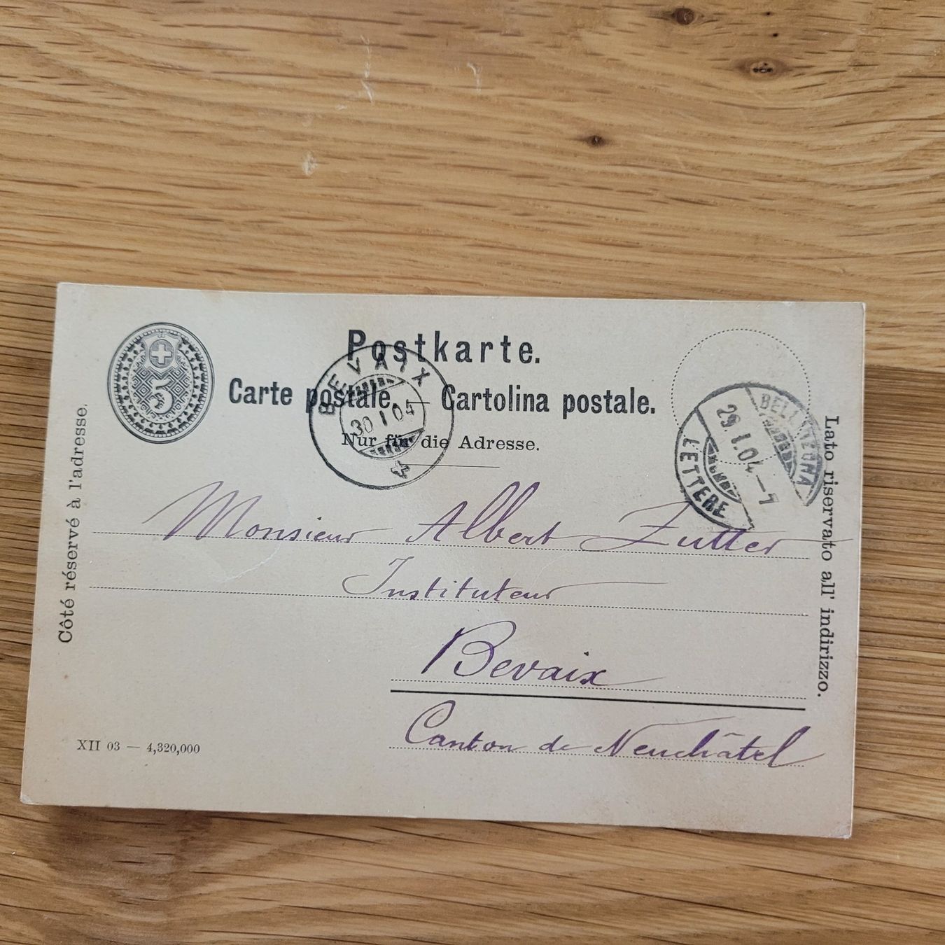 Cartoline postali: GS Bevaix 1904 – Usato da Biel/Bienne venduto da Destockweb