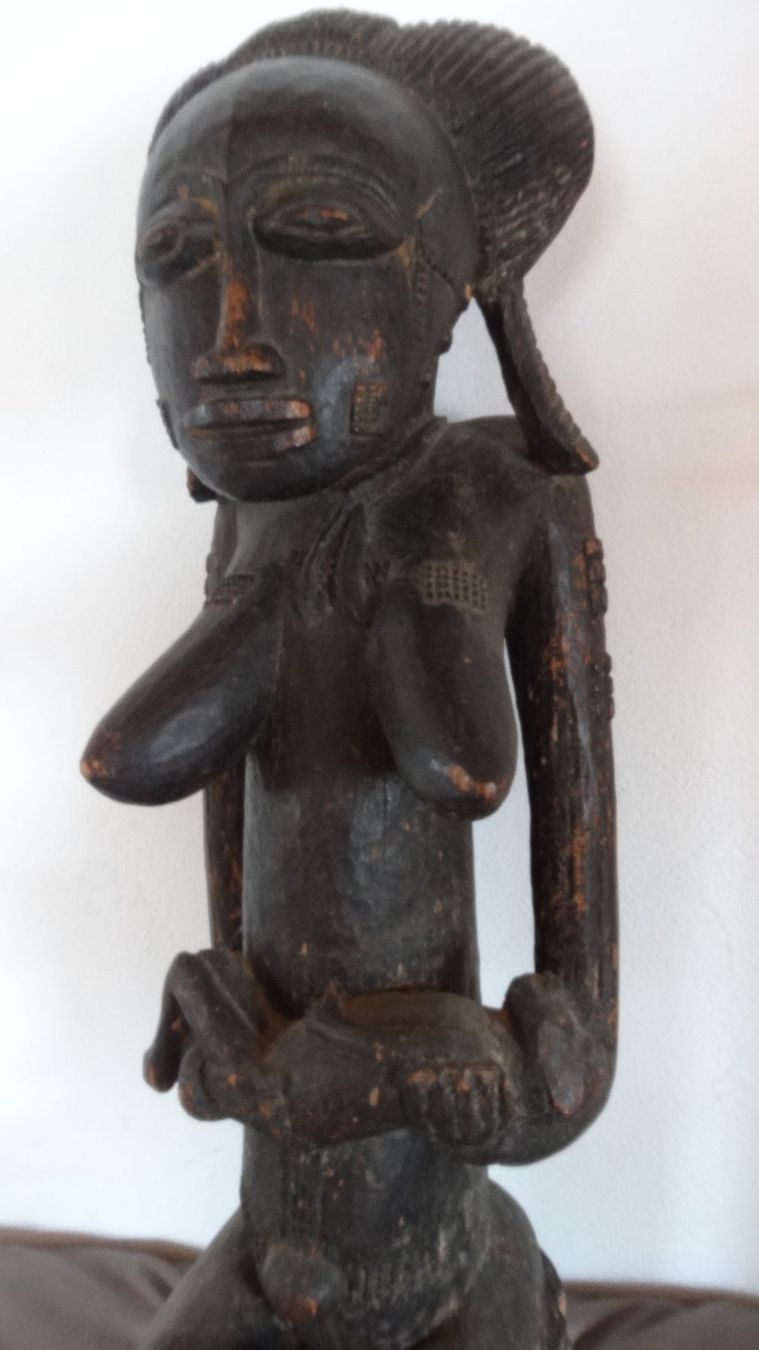 Skulpturen & Statuen: Statue Maternité Baoulé, ancienne  bois h.72cm – Gebraucht aus Rebeuvelier von falcon58